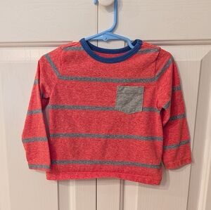 *(3 For $10.00)* Boys 18-24 Month Old Navy Red and Gray Striped Long Sleeve Tee